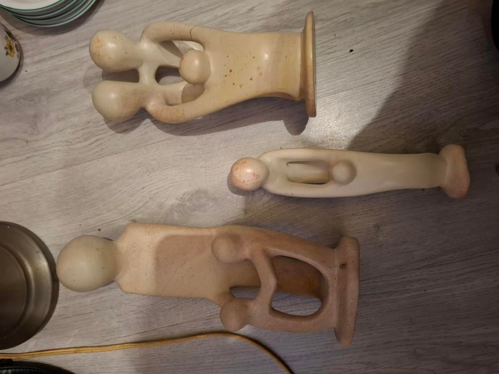 Set van 3 abstracte familie sculpturen, speksteen, Antiek en Kunst, Kunst | Beelden en Houtsnijwerken, Ophalen of Verzenden