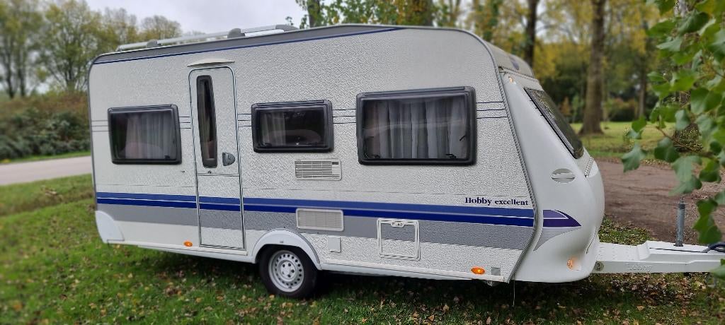 Hobby 455 UF met Nieuwe Dorema voortent 270 diep!!, Caravans en Kamperen, Rondzit, Hobby, Bedrijf, Schokbreker