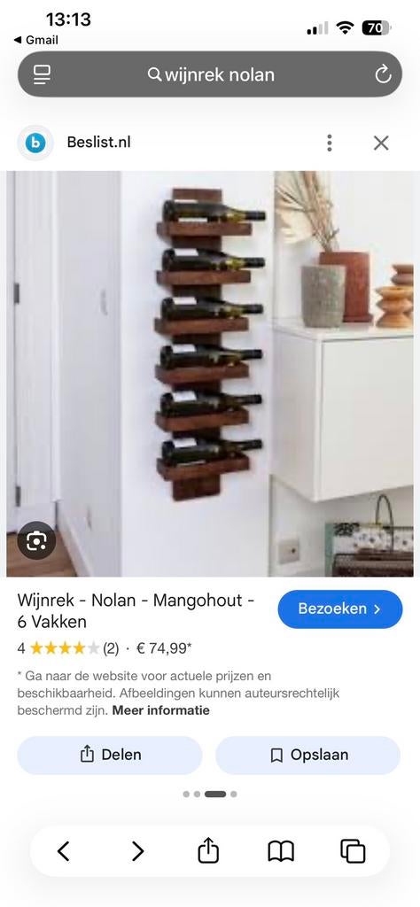 Mooi wijnrek Nolan, nieuw! Nog niet uitgepakt, Huis en Inrichting, Ophalen of Verzenden, Nieuw