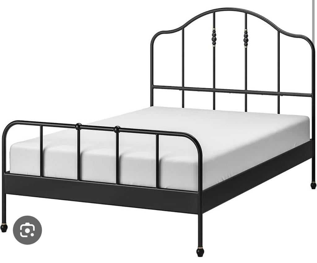 SAGSTUA bed frame (middenbalk included and mattress, Ophalen, Wit, Tweepersoons, Zo goed als nieuw