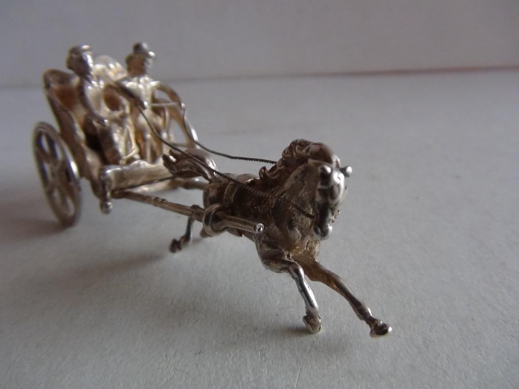 Miniatuur zilver FE7 koets + paard zilveren miniaturen, Verzenden, Zilver