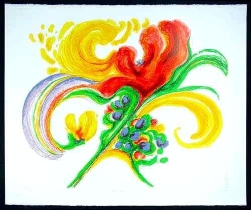 Ronald Christensen - Flowerburst - Litho Handgesign., Verzenden