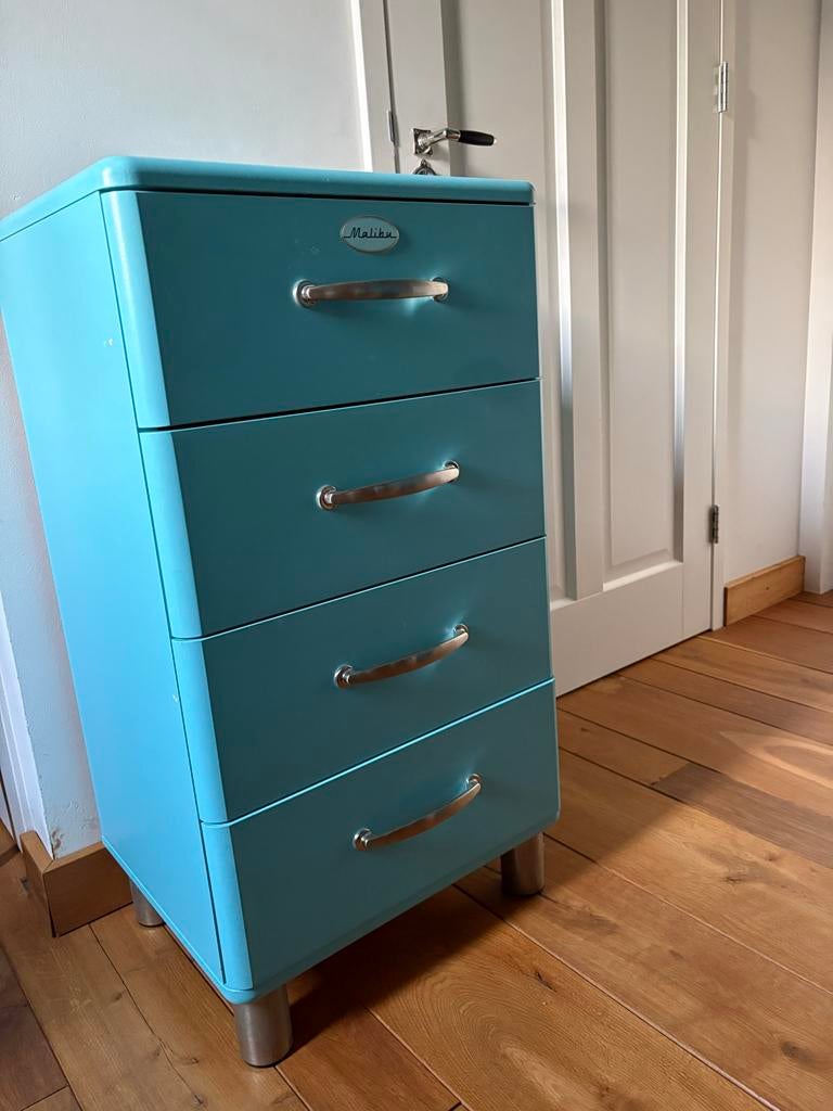 Retro Malika ladenkastje in turquoise, Ophalen, Minder dan 50 cm, Gebruikt, 3 of 4 laden
