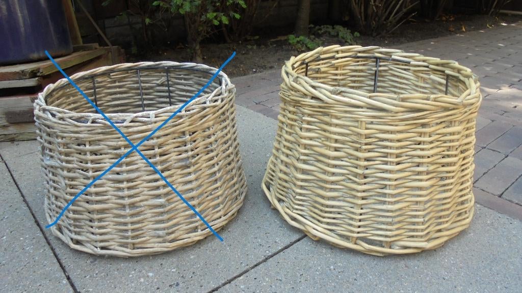 rieten lampenkap, doorsnee 37H23cm rechts, Gebruikt, Bruin, Rond, Ophalen of Verzenden