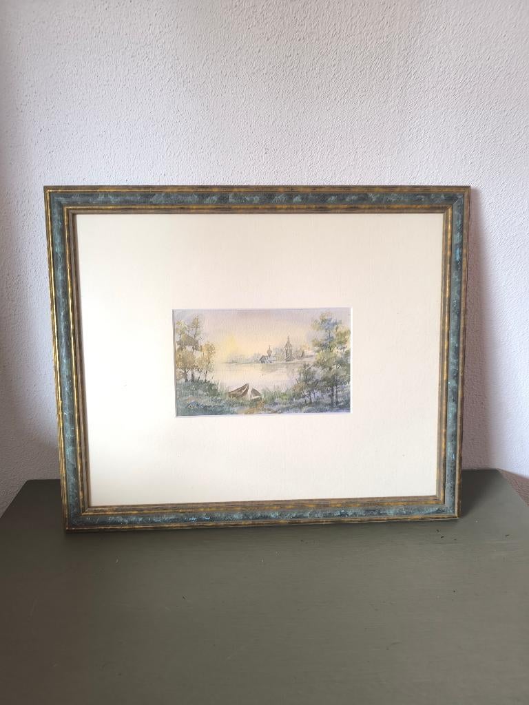 Vintage Oekraïens aquarel landschapsschilderij, Antiek en Kunst, Kunst | Schilderijen | Klassiek, Ophalen of Verzenden