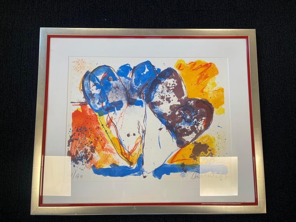 Originele litho Jan Cremer 1997 "Harten" 61/90, Ophalen