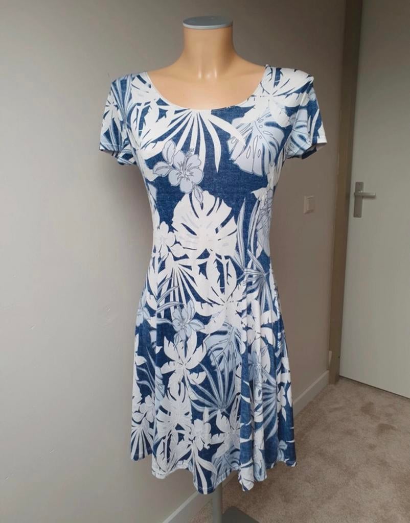 Jurk FOS Amsterdam maat S wit / blauw, Kleding | Dames, Jurken, Maat 38/40 (M), Blauw, Ophalen of Verzenden, Zo goed als nieuw