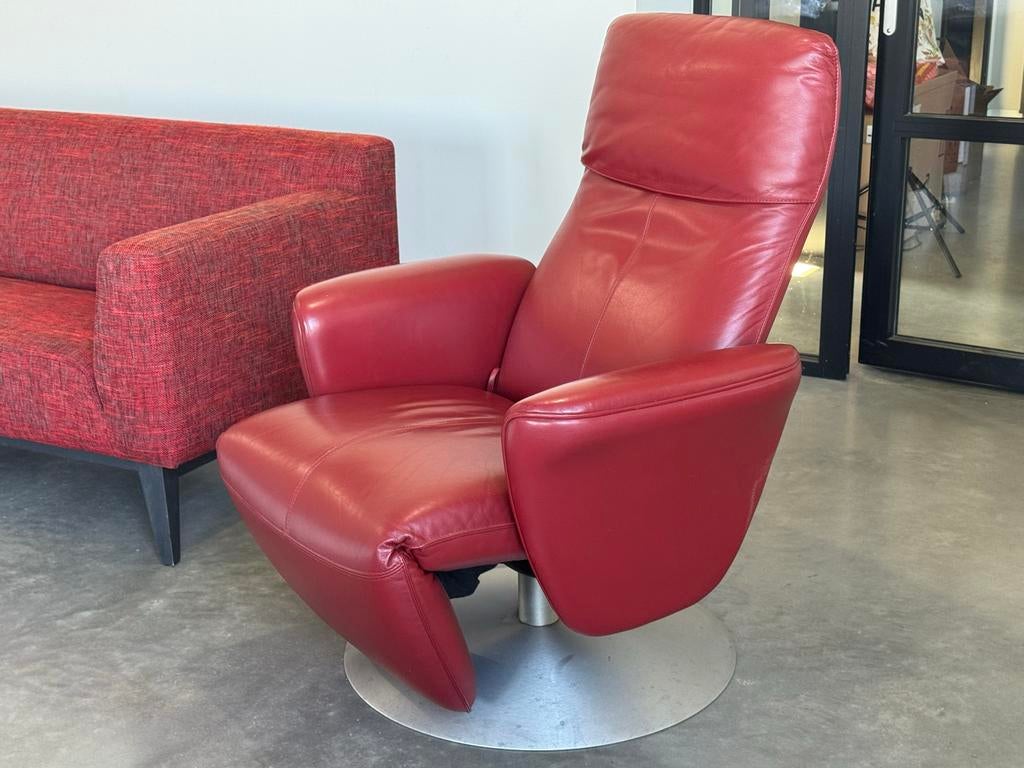 Leolux relax fauteuil rood leer. In nette gebruikte staat!, Ophalen, Leolux, Leolux jori pode gelderland, Leer