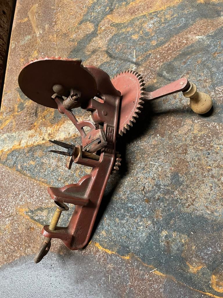 Antieke Apple Peeler - Gietijzeren Appelschiller glass, Ophalen