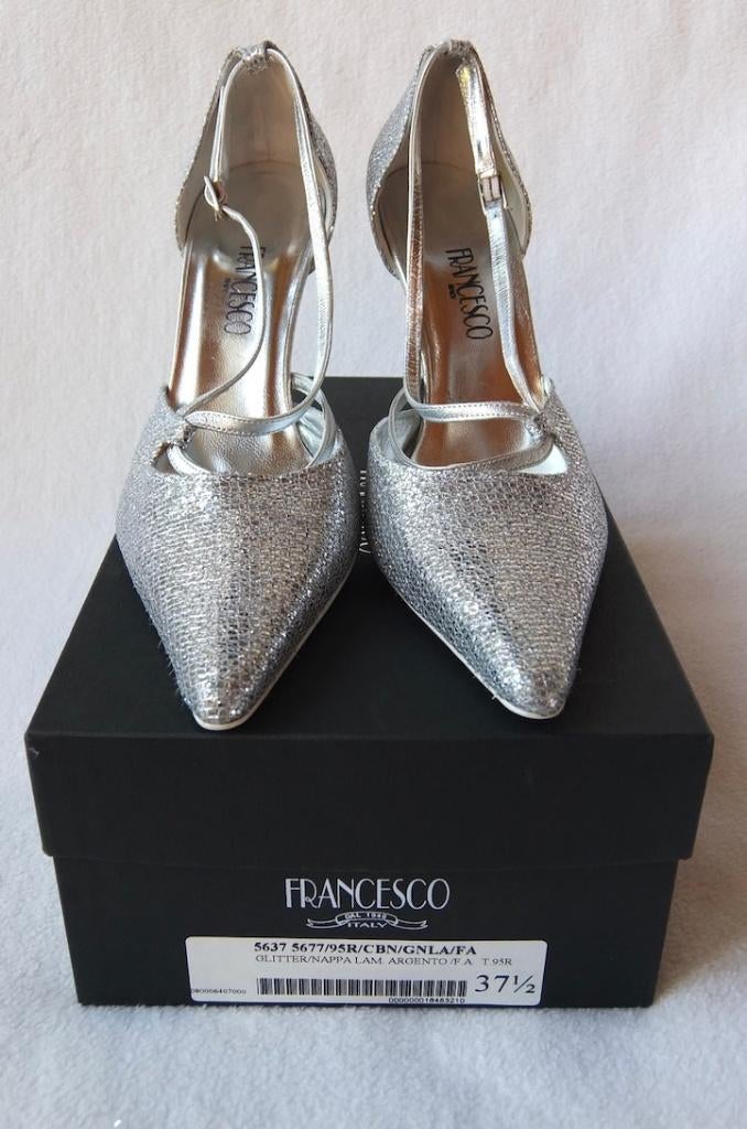 Francesco designer pumps zilverkleurig glitter maat 37 / 38, Kleding | Dames, Schoenen, Zo goed als nieuw, Pumps, Overige kleuren