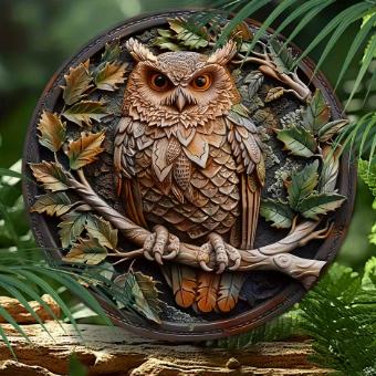 Vintage rond bord van metaal - Vintage Uil (20cm), Huis en Inrichting, Woonaccessoires | Wanddecoraties, Nieuw, Ophalen of Verzenden