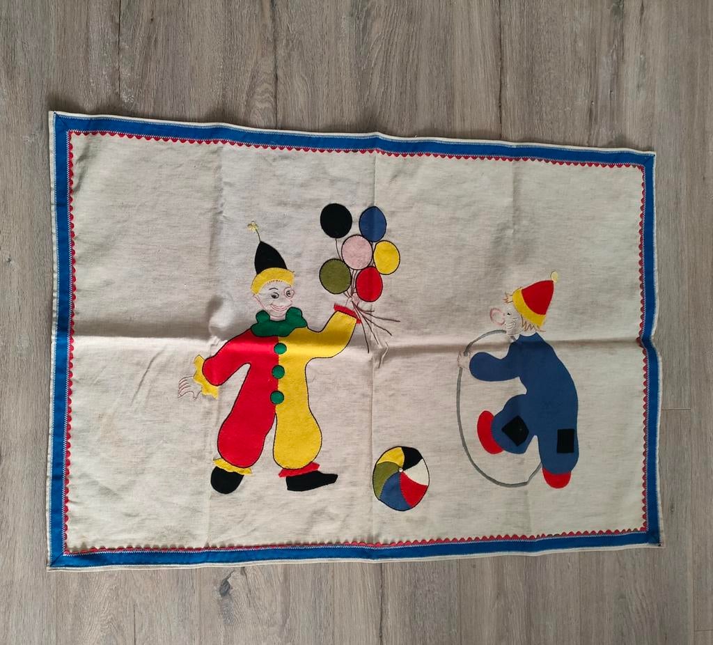 Vintage jaren '60 zelfgemaakt wandkleed van katoen & vilt., Ophalen of Verzenden, Huis en Inrichting