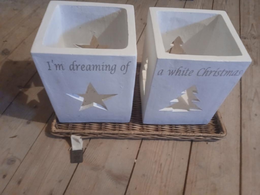 Riviera Maison kerst windlichten nieuw, Overige materialen, Wit, Nieuw, Ophalen of Verzenden