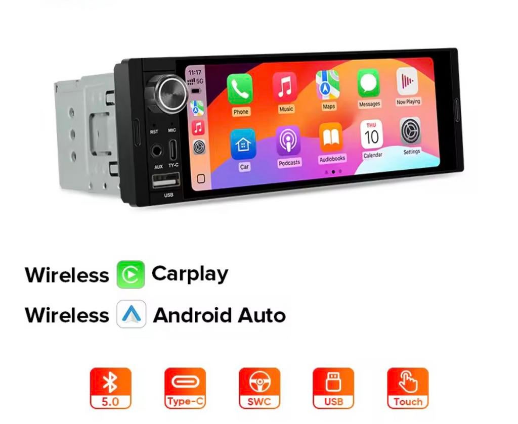 1 din Auto radio MP5 IPS draadloze Carplay Android Auto, Auto diversen, Autoradio's, Ophalen of Verzenden, Nieuw