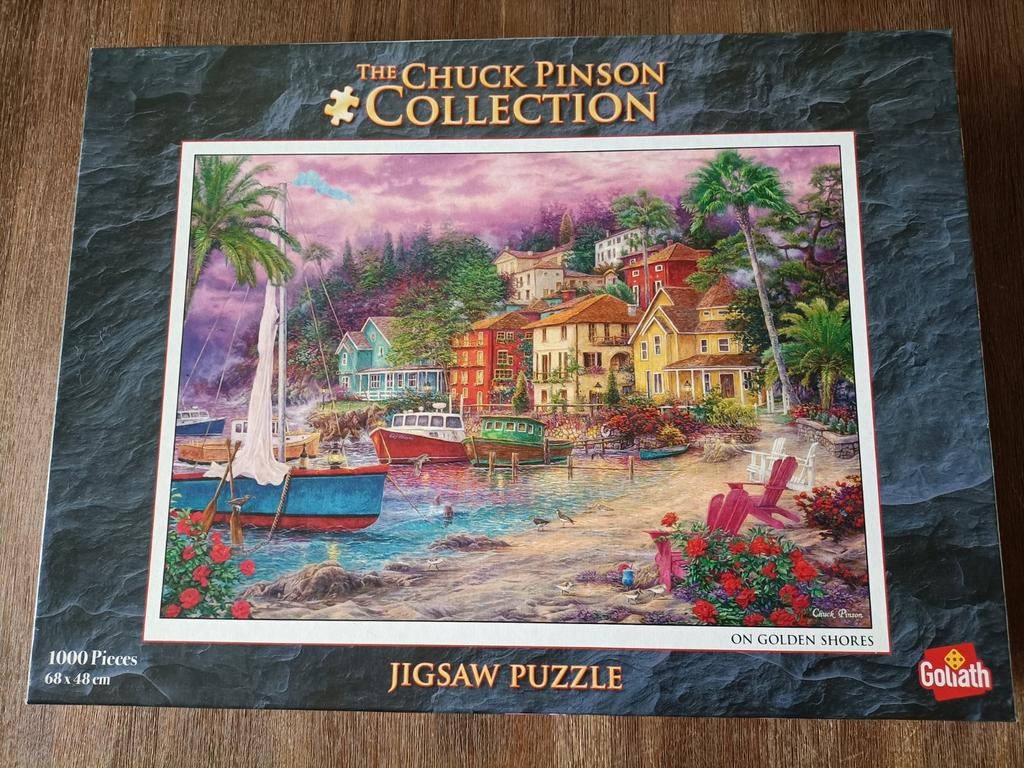 Goliath puzzel 1000 stukjes Chuck Pinson On Golden Shores, Hobby en Vrije tijd, Denksport en Puzzels, Ophalen of Verzenden, 500 t/m 1500 stukjes