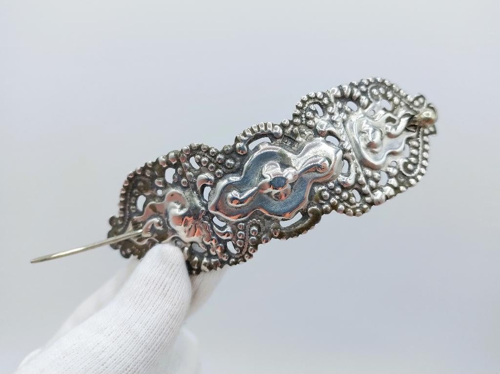 Zilveren haarspeld, A.J. Nobel, Schoonhoven, 1884, Verzenden, Zilver