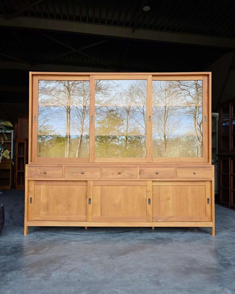 Schoolkast Teakhout | XL Buffetkast | teak Winkelkast #2849, Niet ingevuld, 200 cm of meer, Niet ingevuld, Ophalen of Verzenden
