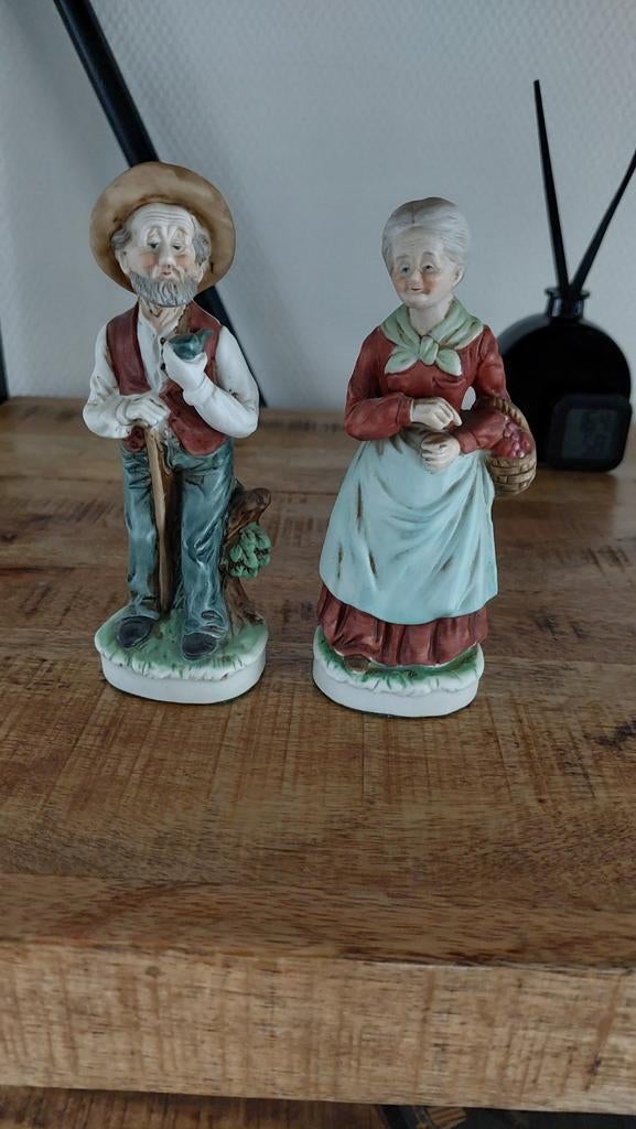 Beeldjes Oude Man en Vrouw - Decoratieve Set, Ophalen of Verzenden
