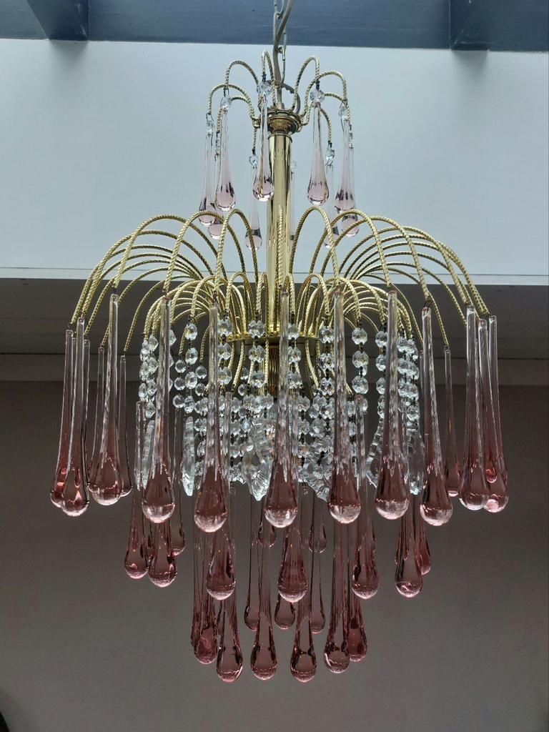 vintage Murano kroonluchter teardrop waterfall  lamp, Ophalen