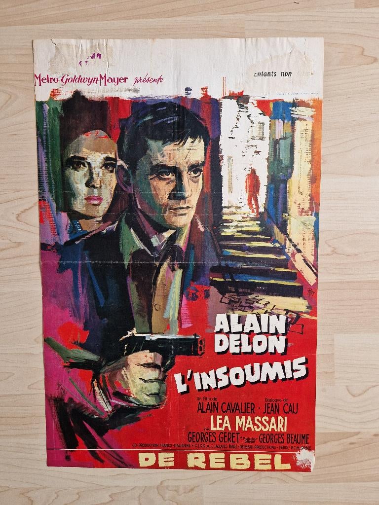 filmaffiche Alain Delon l'insoumis 1964 filmposter, Ophalen of Verzenden, A1 t/m A3, Film en Tv, Rechthoekig Staand