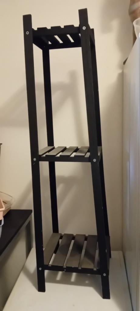 Zwart houten plantenrekje met 3 etages, Ophalen, Gebruikt
