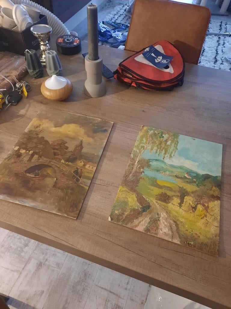 2 schilderijen 1960, Antiek en Kunst, Ophalen of Verzenden