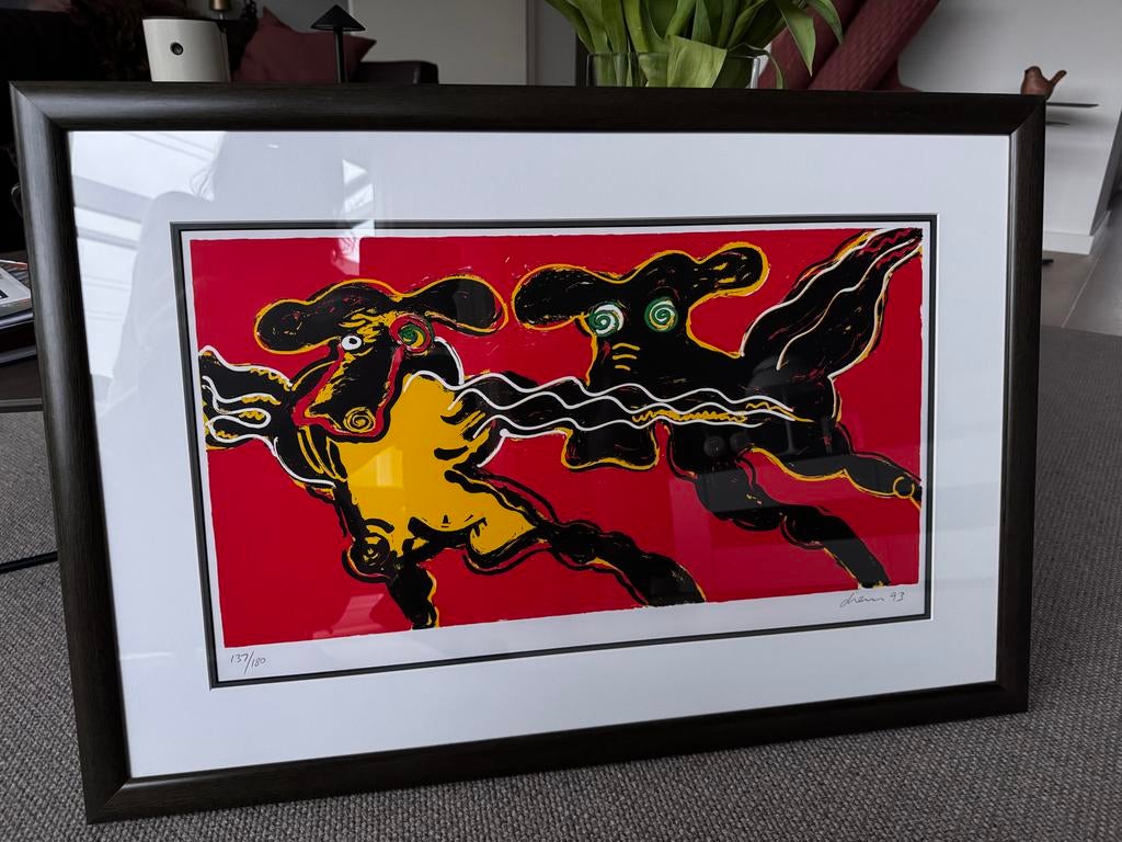 Diem Zeefdruk 'Galactic Cows' 56x82 Ingelijst met Museumglas, Ophalen