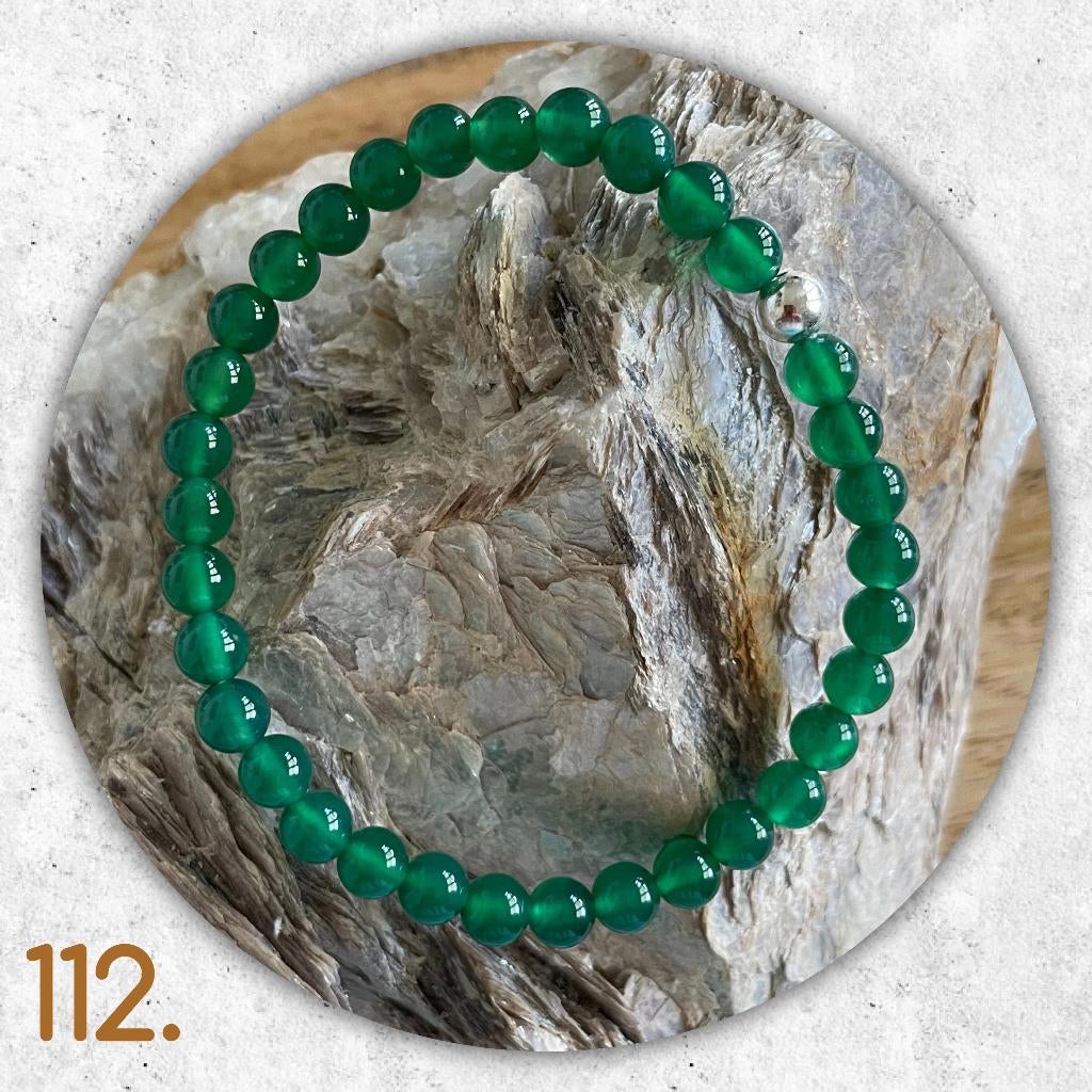 🦋MJB Armband nr: 112 Groene Onyx halfedelsteen 19 cm, Overige materialen, Nieuw, Ophalen of Verzenden, Met edelsteen