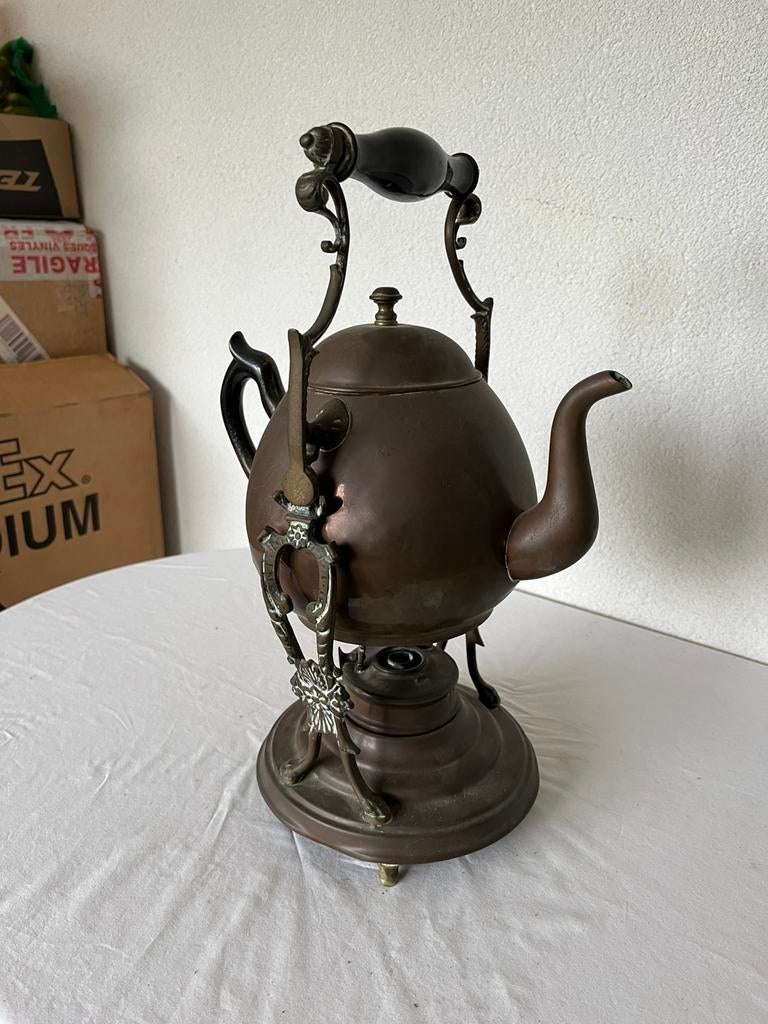 Oude Antieke Tinnen Kantelketel met Brander Kantel Ketel, Antiek en Kunst, Ophalen of Verzenden