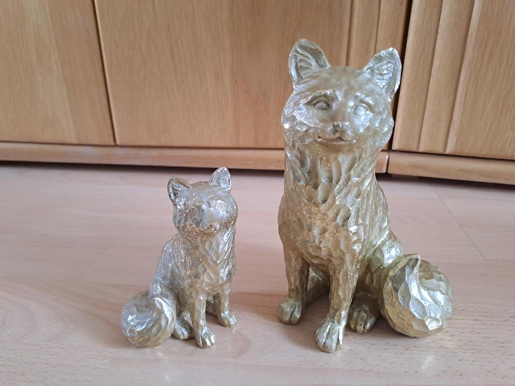 Twee gouden vossen beeldjes, Ophalen of Verzenden, Zo goed als nieuw, Dier