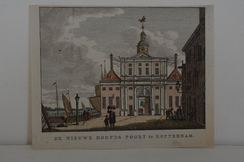 ROTTERDAM DE NIEUWE-HOOFDSPOORT Gravure 1786 Bulthuis GP2, Antiek en Kunst, Verzenden, Stadsgezicht, Handgekleurd, Gravure