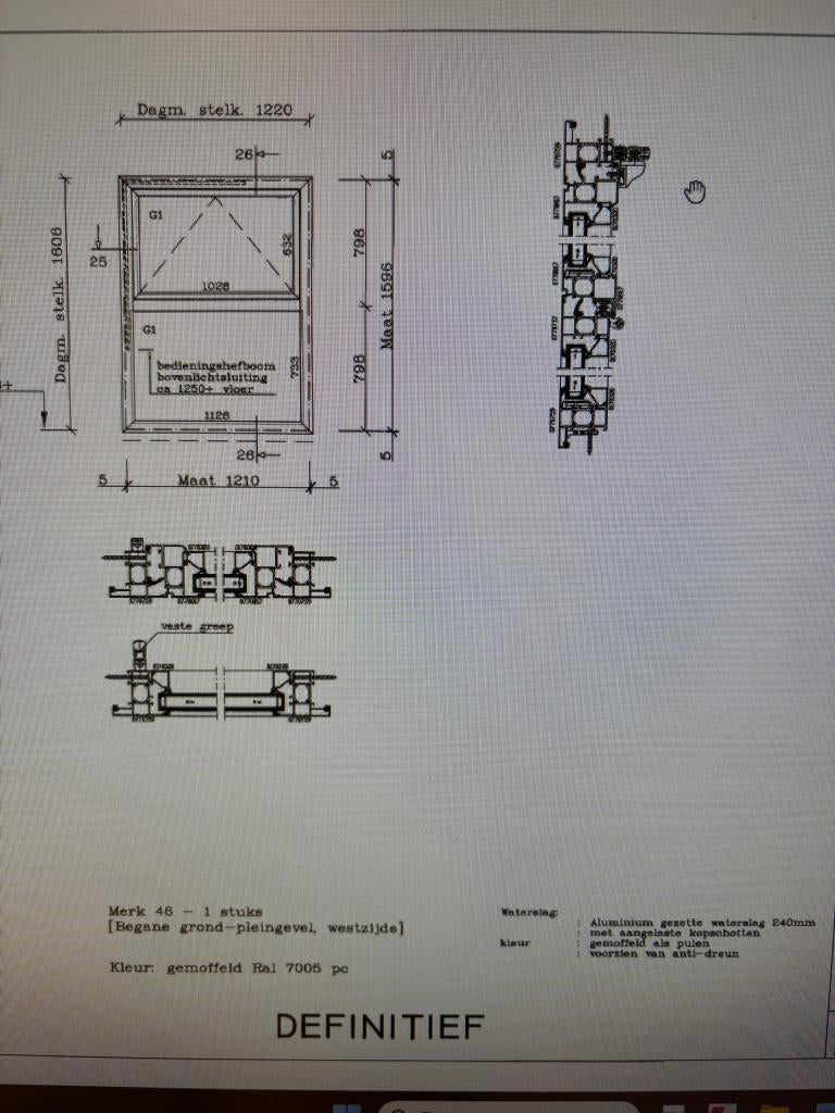Aluminium raamkozijn met valraam en elektrische screen, Raamkozijn, Aluminium, Zo goed als nieuw, 150 tot 225 cm