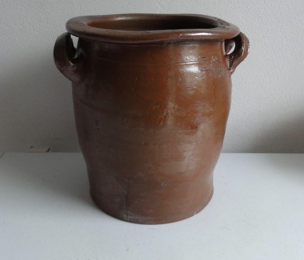 Pekelpot, inlegpot, inmaakpot, keramiek bruin, antiek, Antiek en Kunst, Ophalen of Verzenden