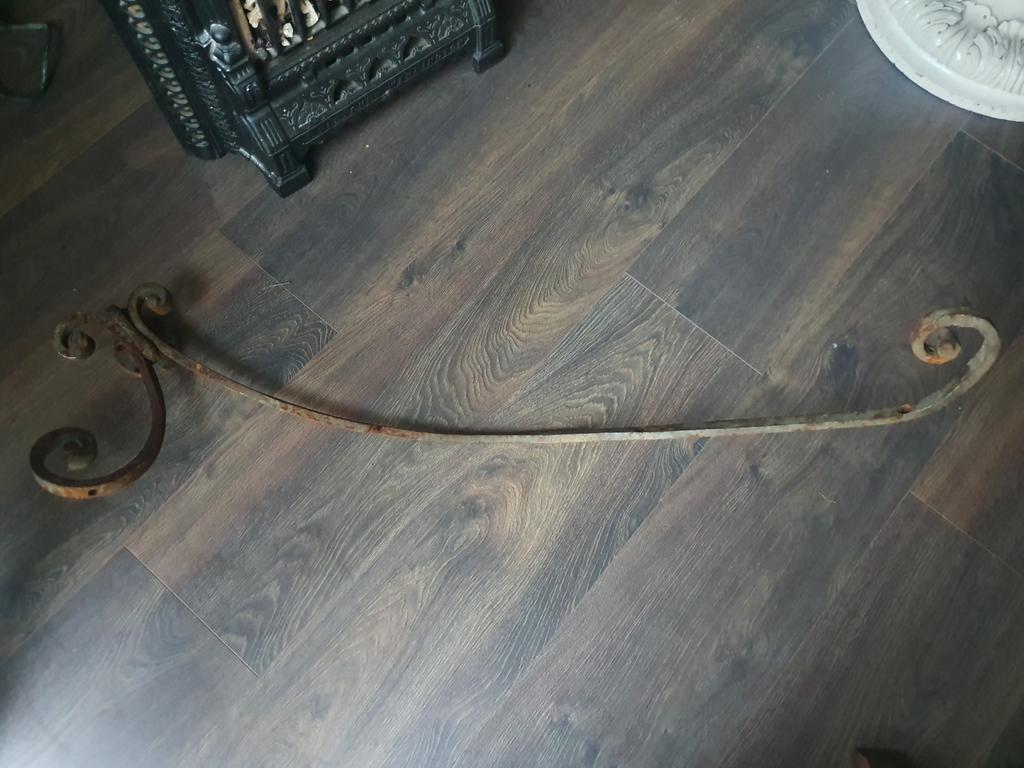 Antieke smeedijzeren trapleuning metaal leuning oud vintage, Ophalen of Verzenden