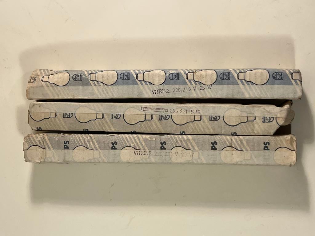 3x Vintage Philips Vitrine Lamp 220V 25W - Nieuw in Doos, Ophalen of Verzenden