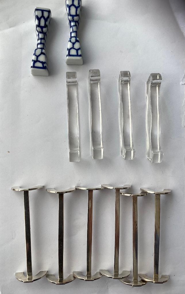 Diverse messenleggers: porselein, glas, verzilverd, Ophalen of Verzenden, Zo goed als nieuw, Overige materialen, Vaatwasserbestendig