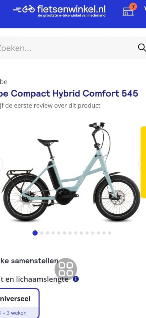Te koop gevraagd frame van Cube Compact Hybrid Comfort, Ophalen of Verzenden, Gebruikt, Cube