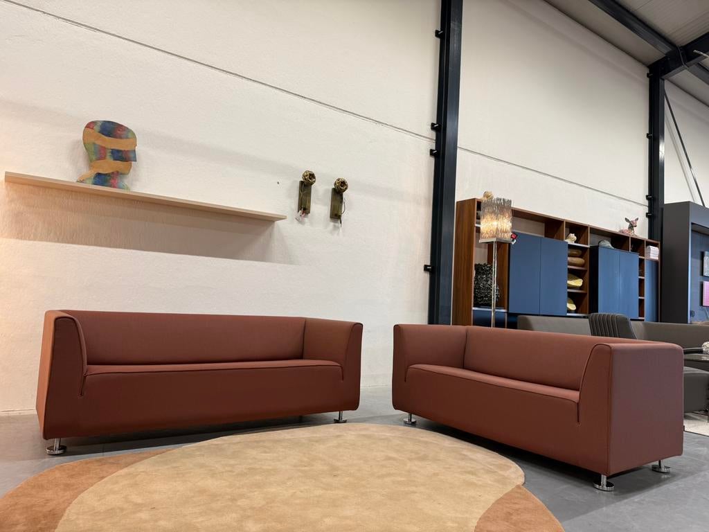 2 Nieuw Gelderland 4800 Bank 2,5 & 2 zits Rime stof 190 rood, 150 tot 200 cm, 75 tot 100 cm, Rechte bank, Gelderland