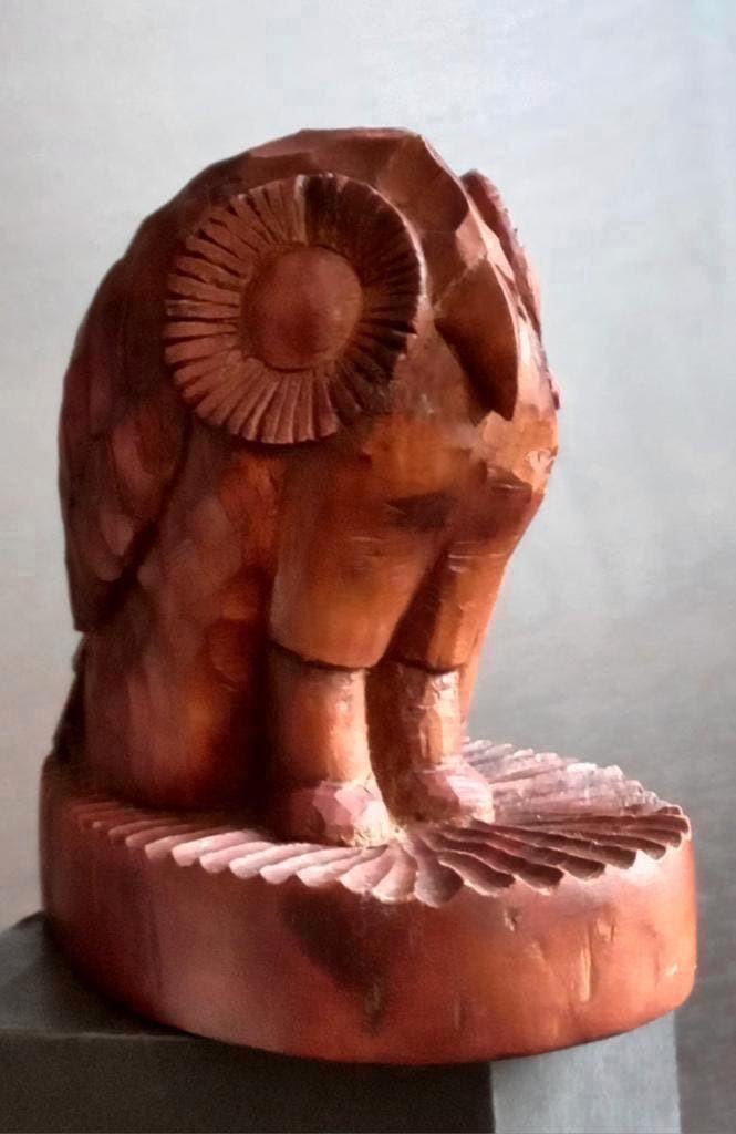 Art deco france houten uil houten beeld gesigneerd, Antiek en Kunst, Kunst | Beelden en Houtsnijwerken, Ophalen of Verzenden