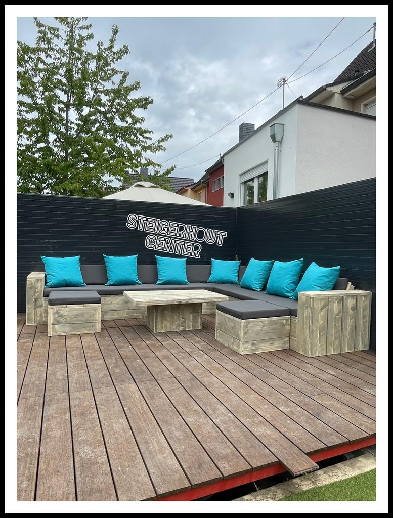 Steigerhout Lounge-Set Loungebank Tuinset Hoekbank Tuinbank