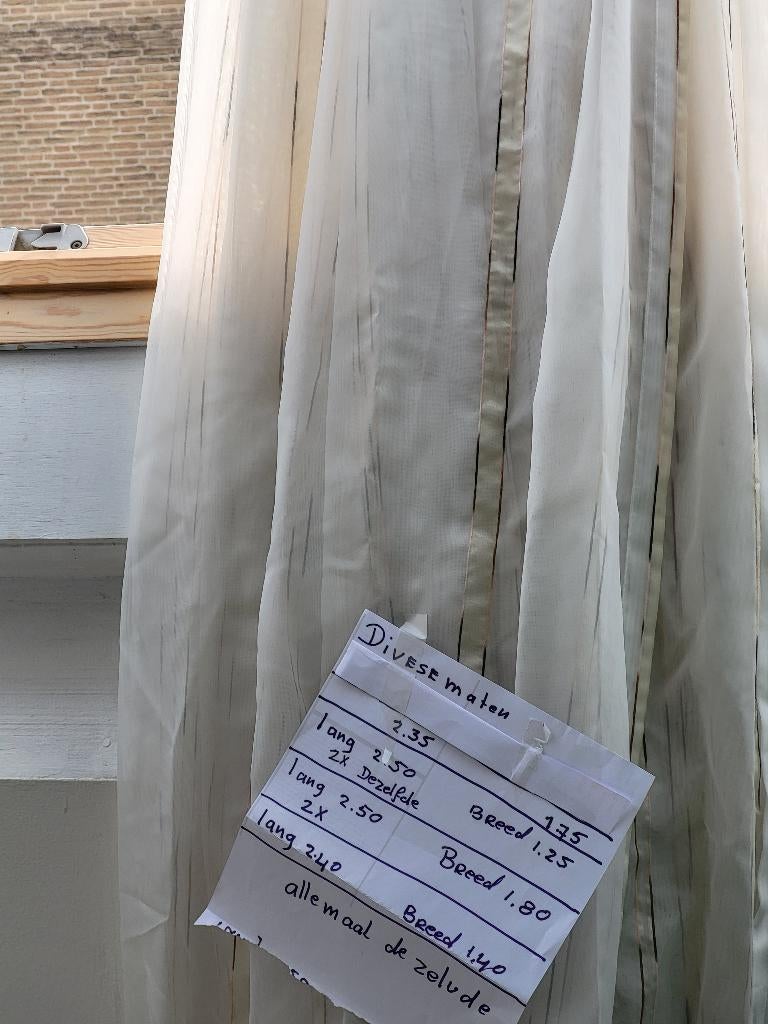 Glasgordijnen, Huis en Inrichting, Ophalen, Zie foto, Gebruikt, 200 cm of meer