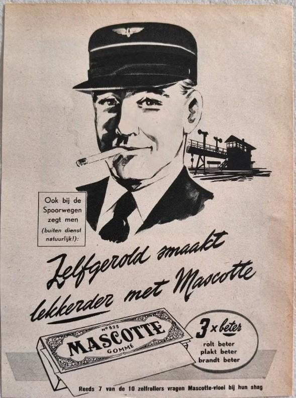 Mascotte 5 oude reclame advertenties uit 1955, Ophalen of Verzenden, Gebruikt, Overige typen