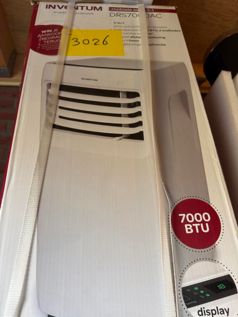 Inventum Mobiele Airco 7000 BTU (DRS70) + Raamkit, Witgoed en Apparatuur, Airco's, Ophalen, Minder dan 60 m³, 3 snelheden of meer