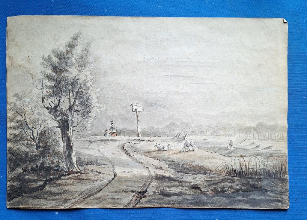 AQUAREL naar van Tinbergen, door J. van Leuven, 1861, Ophalen of Verzenden
