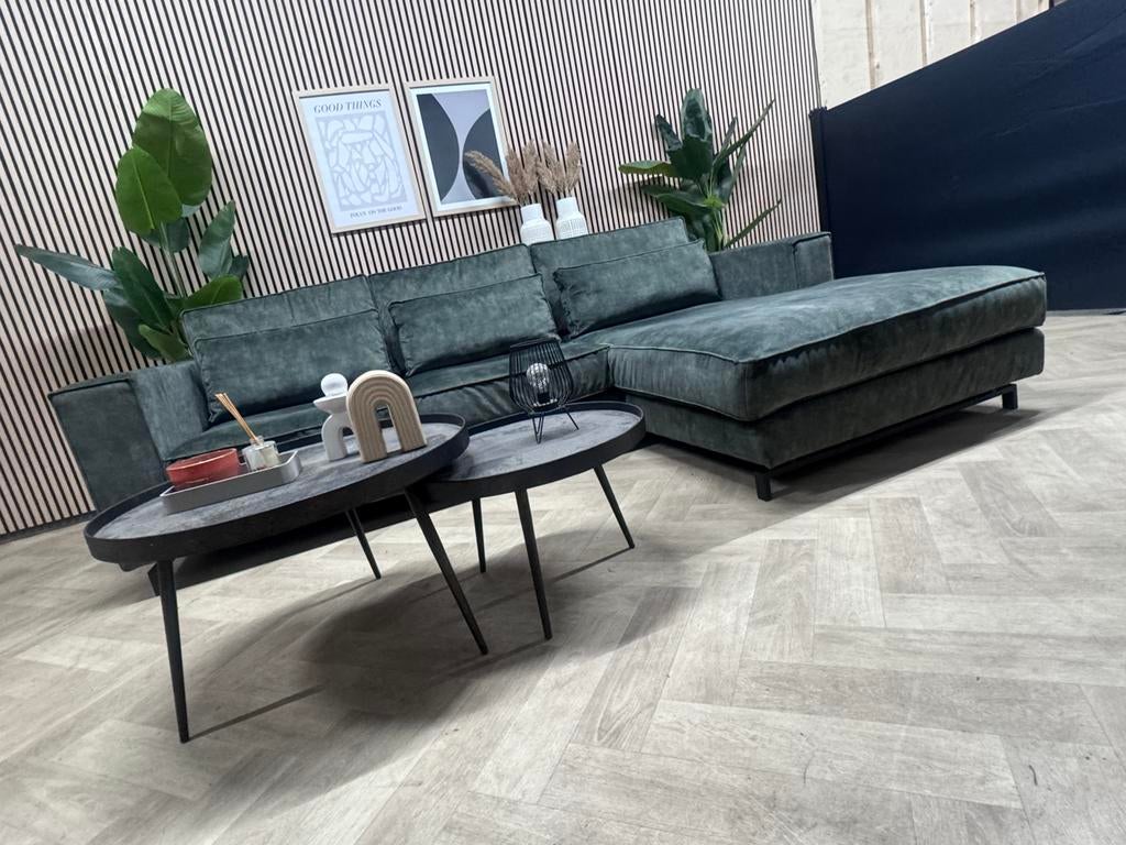 ZGAN Hippe Velvet Velours Hoekbank - Groen - 295 x 205, 250 tot 300 cm, -, -, Hoekbank