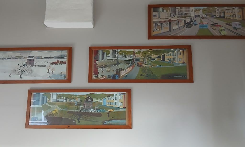 de bulldozer schuift verder  Jorg muller, Ophalen, Gebruikt, Schilderij, 75 tot 100 cm