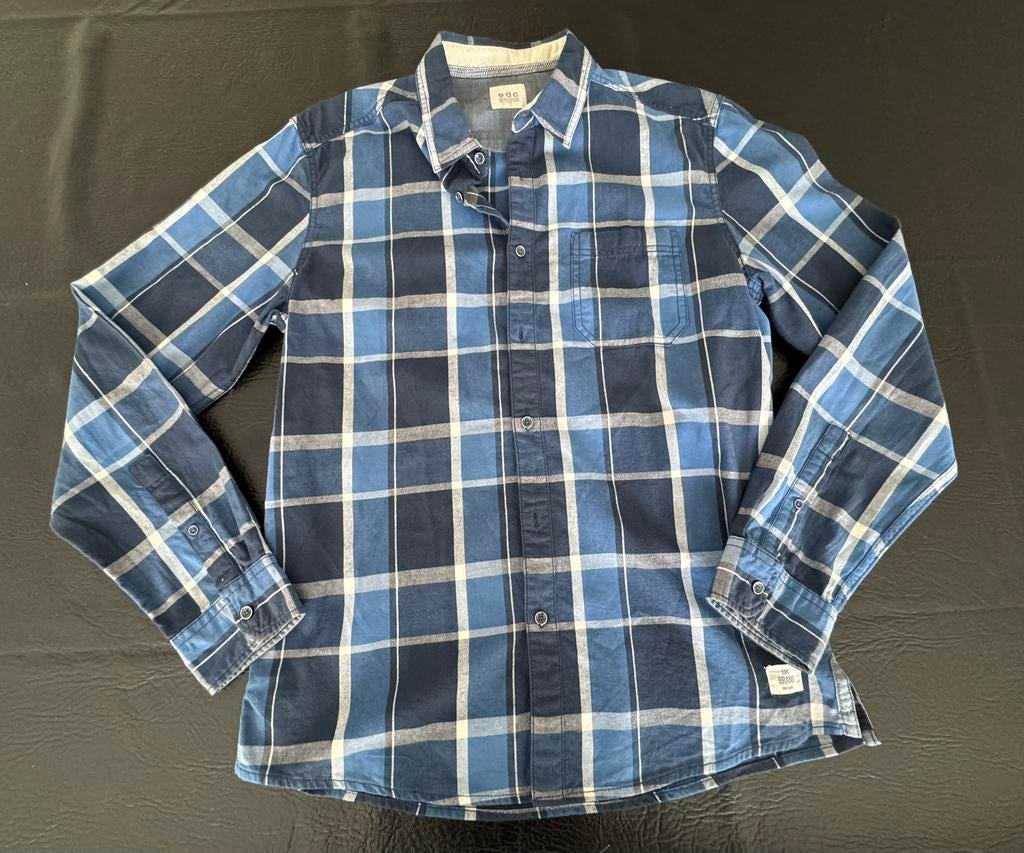 Heren overhemd blouse L blauw geruit edc esprit, Ophalen of Verzenden, Zo goed als nieuw, Blauw, Halswijdte 41/42 (L)