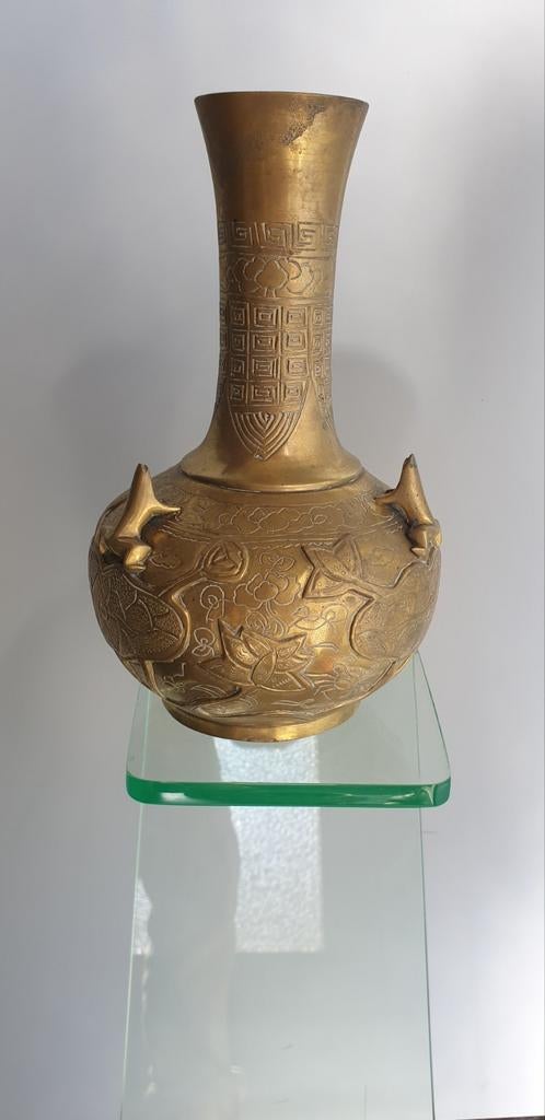 Chinese messing tempelvaas., Antiek en Kunst, Ophalen of Verzenden