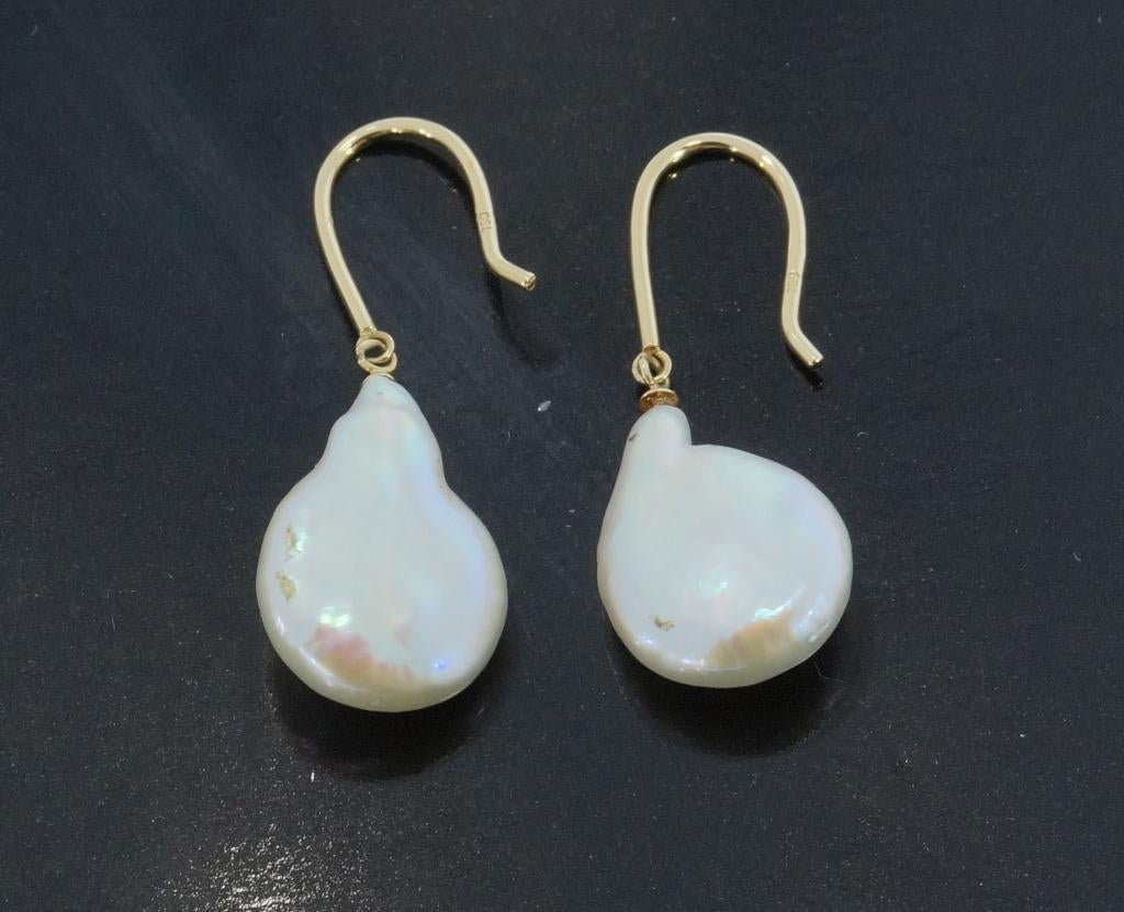 Barok parel 18k gouden fraai set dames oorbellen luxe modern, Sieraden, Tassen en Uiterlijk, Oorbellen, Hangers, Voordeelsieraden