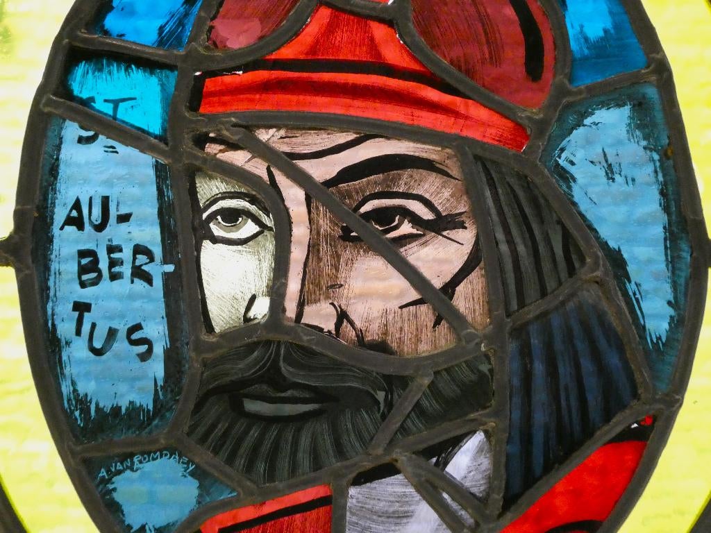 Glas in lood St.Aubertus patroonheilige v. bakker / Rompdaey, Ophalen of Verzenden